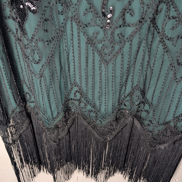 NWT Emerald Green Beaded And Sequin 1920s Style Flapper Dress - Picture 5 of 6